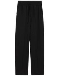 Ami Paris - Broeken ,Zwart ,Wol Wol Broeken Met Elastische Tailleband - Lyst