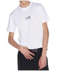 DSquared² - Tops ,Wit ,Katoen Icon Mini T-Shirt Met Ronde Hals - Lyst