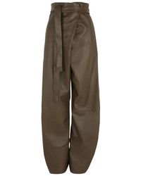 Cortana - Broeken ,Groen ,Leer Mite Wrap Broeken - Lyst