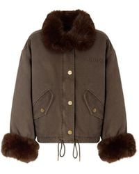 Pinko - Jassen ,Bruin ,Garlate Gewatteerde Jas - Lyst