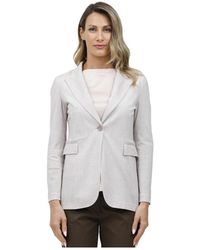 Circolo 1901 - Jassen ,Grijs ,Canvas Effect Piqué Single-Breasted Jas - Lyst