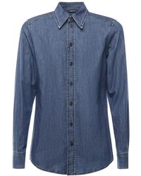 Dolce & Gabbana - Overhemden ,Blauw ,Katoen Denim Katoenen Overhemd Blauw - Lyst
