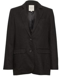 Part Two - Jassen ,Zwart ,Linnen Zwarte Linnen Blazer Jas Met Knopen - Lyst
