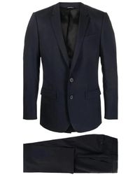 Dolce & Gabbana - Kostuums ,Blauw ,Wol Marineblauw Slim Fit Wollen Pak - Lyst