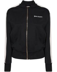 Palm Angels - Chique Zwarte Jas Met Zijstrepen - Lyst
