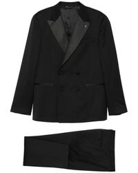 Manuel Ritz - Kostuums ,Zwart ,Wol Double-Breasted Wollen Pak Met Broche Detail - Lyst