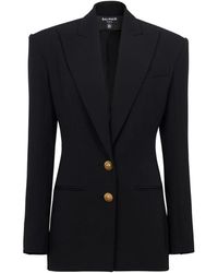Balmain - Jassen ,Zwart ,Wol Jasje Met Aantrekkoord - Lyst