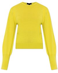 Lanvin - Truien & Vesten ,Geel ,Wol Wool T-Shirt Sweater With Grosgrain Detail - Lyst