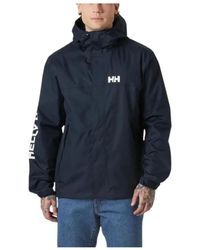 Helly Hansen - Jassen ,Blauw ,Polyester Blauwe Waterdichte Jas Met Helly Tech Protection - Lyst