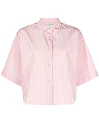Forte Forte - Gestreiftes nude rosa kurzarmhemd - Lyst