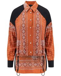 Pinko - Braunes Button-Up-Hemd Mit Asymmetrischem Saum - Lyst