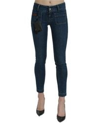 Dolce & Gabbana - Blue Slim Fit Cropped Mid Waist Denim Jeans - Lyst