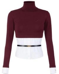 Elisabetta Franchi - Oberteil Aus Viskose Und Baumwoll-Popeline - Lyst