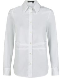 MARC AUREL - Overhemden ,Wit ,Leer Getailleerd Poplin Overhemd Met Tailleplooien - Lyst