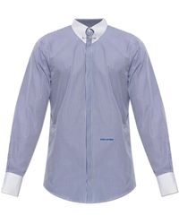 DSquared² - Overhemden ,Blauw ,Katoen Gestreept Overhemd - Lyst