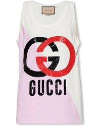 Gucci - Logo Printed Sleeveless Top - Lyst