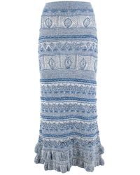 Etro - Rokken ,Blauw ,Jacquard Knit Skirt - Lyst