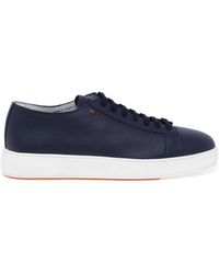 Santoni - Tumbled Leather Low-Top Sneaker - Lyst