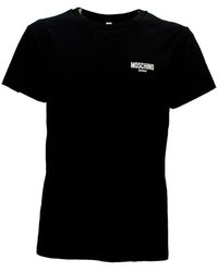 Moschino - Schwarzes baumwollmischung t-shirt mit kurzarm - Lyst