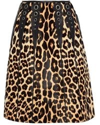 Bottega Veneta - Leopard Print 100% Leather Hair Skirt - Lyst