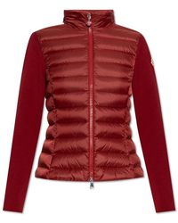 Moncler - Truien & Vesten ,Rood ,Wol Vest Met Dons Inzetstuk - Lyst