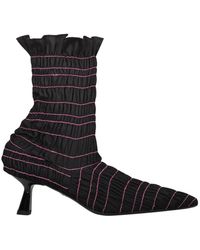 AMY CROOKES - Schoenen ,Zwart ,Leer Enkellaarsjes Van Stof - Lyst