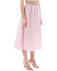 Ganni - Gonna in cotone broderie anglaise - Lyst