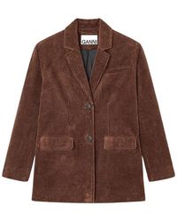 Ganni - Jassen ,Bruin ,Katoen Bruine Corduroy Blazer - Lyst