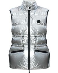 Moncler - Jassen ,Grijs ,Leer Pin Down Vest - Lyst