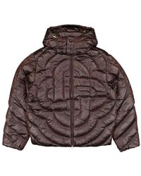 CASABLANCA - Jassen ,Bruin ,Nylon Capuchon Jas Met Concentrische Quilt - Lyst
