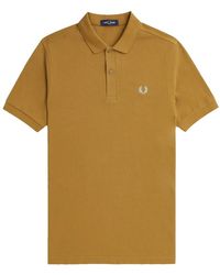 Fred Perry - Tops ,Bruin ,Katoen Slim Fit Plain Polo Donker Karamel - Lyst