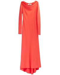 Moschino - Kleedjes ,Rood ,Lange Crepe Jurk - Lyst