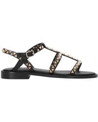 Ash - Schoenen ,Zwart ,Leer Zwarte Leren Sandalen Met Gouden Studs - Lyst