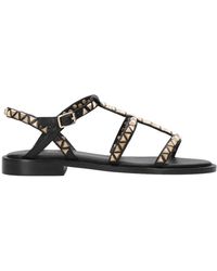 Ash - Schoenen ,Zwart ,Leer Zwarte Leren Sandalen Met Gouden Studs - Lyst