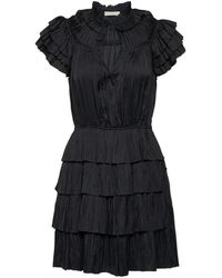 Ulla Johnson - Kleedjes ,Zwart ,Polyester Zwarte Vesna Jurk Met Franje - Lyst