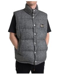 Dolce & Gabbana - Elegante Vest Jas Van Gebreid Wolmengsel Met Visgraatpatroon - Lyst