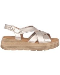 Gabor - Silberne Ledersandalen Für Damen - Lyst