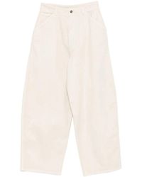 Lemaire - Hoge Taille Knoopsluiting Katoenen Broek - Lyst