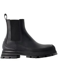 McQueen - Schwarze Chelsea-Stiefel Mit Großer Sohle - Lyst