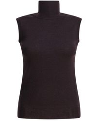 Sportmax - Bruine Gebreide Mock Neck Top Aw25 - Lyst