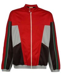 Gucci - Hoodies & Sweatvesten ,Veelkleurig ,Katoen Web Detail Techno Fabric Jacket - Lyst