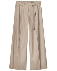 Summum - Wijde Twill Broek Van Linnenmix - Lyst
