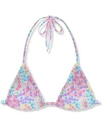MC2 Saint Barth - Badmode ,Veelkleurig ,Polyester Floral Triangle Bikini Top - Lyst