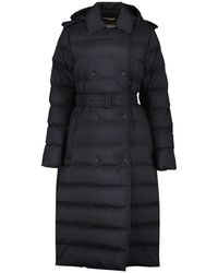 Burberry - Jassen ,Zwart ,Nylon Lange Nylon Pufferjas - Lyst