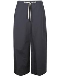 Max Mara - Broeken ,Blauw ,Leer Cropped Broeken - Lyst