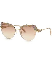 Chopard - Roségouden Zonnebril Met Bruine Spiegel - Lyst