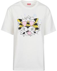 KENZO - Tops ,Wit ,Katoen Wild Tiger Los T-Shirt - Lyst