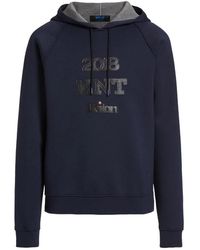 Kiton - Blaue sweatshirt mit kordelzug kapuze - Lyst