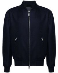 Brioni - Jassen ,Blauw ,Wol Marineblauwe Twill Bomberjack - Lyst