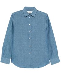 Rohe - Overhemden ,Blauw ,Linnen Shirt - Lyst